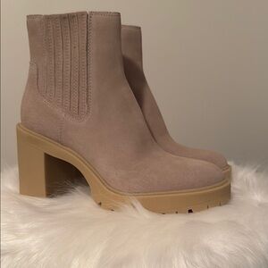 Women's Beige Suede Ankle Boots